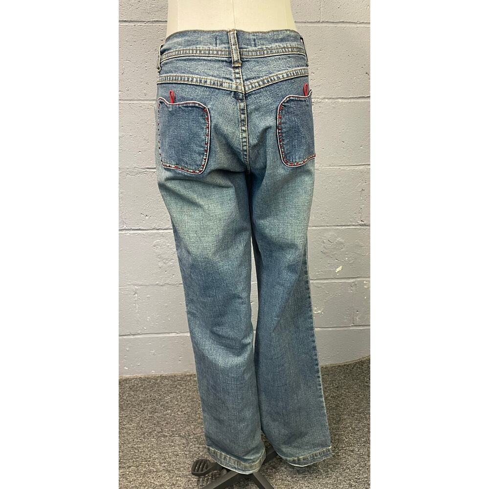 Vintage Y2K Apple Bottom Jeans Low Rise Medium Wash Rhinestone Pockets Size 12